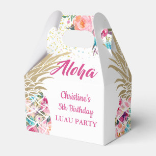 Aloha Tropische anananasappel Roze Floral Birthday Bedankdoosjes