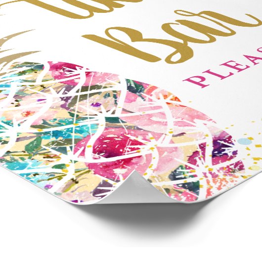 Aloha Tropische anananasappel Roze Floral Tiki Bar Poster (Hoek)