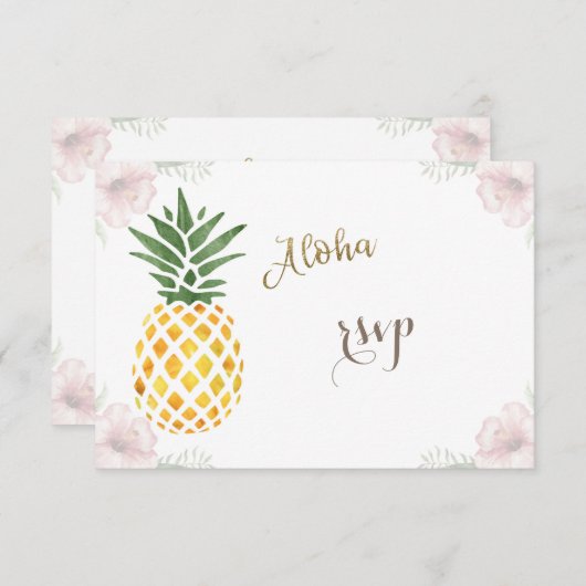 Aloha Tropische anananaskestrorweddenschap RSVP (Voorkant / Achterkant)