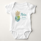 Aloha tropische ananas familie vakantie op maat romper (Voorkant)