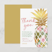 Aloha Tropische Ananas Goudblad Bruidsdouche Bedankkaart (Voorkant / Achterkant)