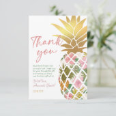 Aloha Tropische Ananas Gouden Blad Bruidsfeest Bedankkaart (Staand voorkant)