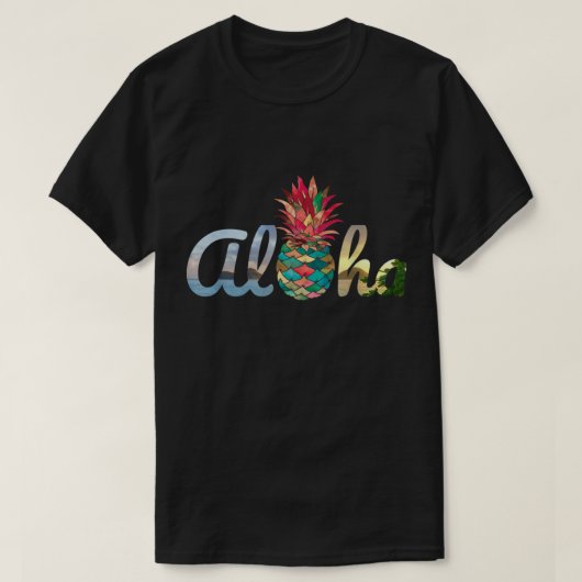 Aloha Tropische Ananas Strand Design T-shirt (Design voorkant)
