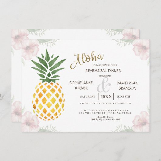 Aloha Tropische Ananas Strand PROEFDINER Kaart (Voorkant / Achterkant)