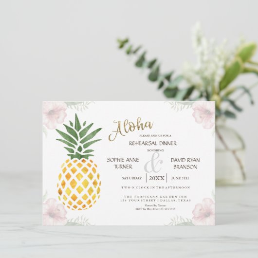 Aloha Tropische Ananas Strand PROEFDINER Kaart (Staand voorkant)