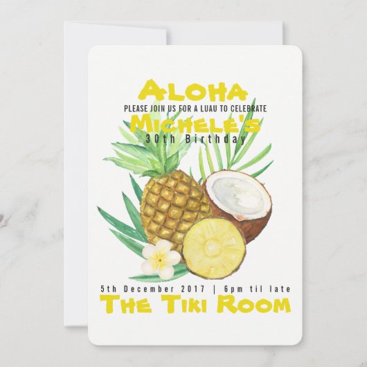 Aloha, tropische ananas uitnodiging (Voorkant)
