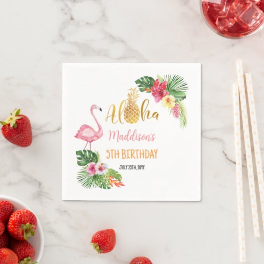 Aloha! Tropische Ananas Verjaardag LUAU Party Servet (Insitu)