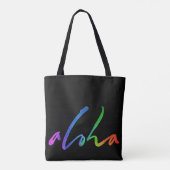Aloha - Tropische belettering - Zwart Hawaï Hawaï Tote Bag (Achterkant)