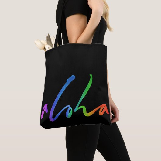 Aloha - Tropische belettering - Zwart Hawaï Hawaï Tote Bag (Dichtbij)