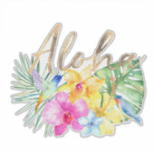 Aloha Tropische bladeren Bloemen Sticker (Voorkant)
