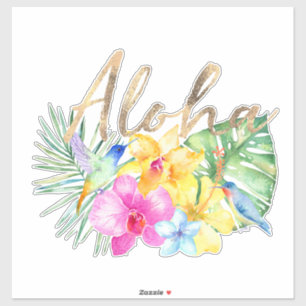 Aloha Tropische bladeren Bloemen Sticker