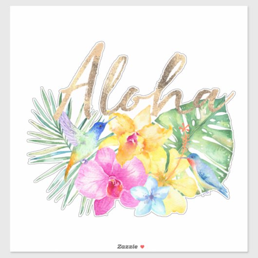 Aloha Tropische bladeren Bloemen Sticker (Vel)