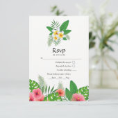 Aloha Tropische bladeren strand bruiloft RSVP (Staand voorkant)