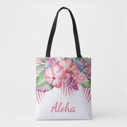Aloha tropische bloemen tote bag (Voorkant)