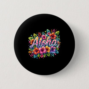 Aloha Tropische Bloemen Zomer Vakantie Hawaii Stra Ronde Button 5,7 Cm