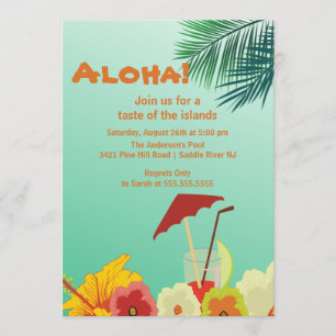 Aloha Tropische Drinken Summer Party Luau Invitati Kaart
