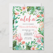 Aloha Tropische eerste verjaardag flamingo luau Kaart (Voorkant)