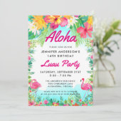 Aloha Tropische Flamingo Luau Feest Verjaardag Kaart (Staand voorkant)