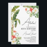Aloha Tropische Floral 40th Birthday Invitation Kaart<br><div class="desc">Aloha Tropical Floral 40th Birthday Invitation Summer tropical themed verjaardagsuitnodiging met een aantal tropische florale voorzieningen en bananenbomen. Geweldig voor een zomerfeest of een feestdag buitenshuis en kan voor elke leeftijd worden gebruikt.</div>
