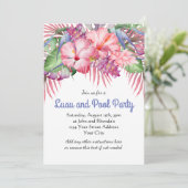Aloha Tropische Floral Luau Pool Party Kaart (Staand voorkant)
