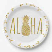 aloha tropische gouden ananas papieren bordje (Voorkant)