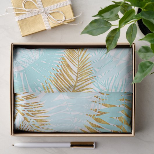 Aloha-Tropische goudhoudende olievlekken van Aqua Tissuepapier (Geschenk)