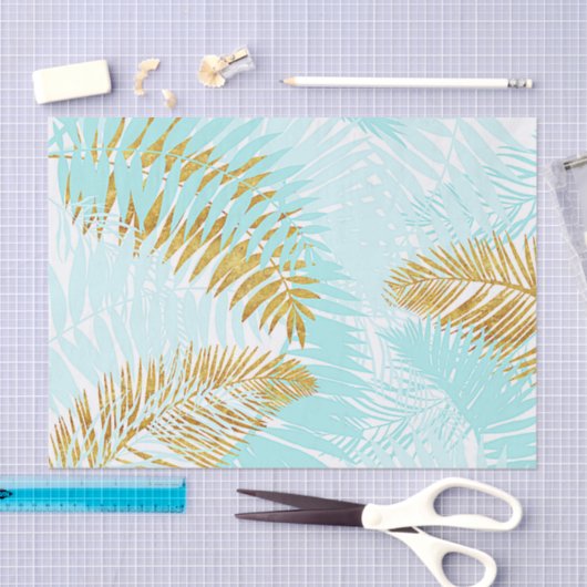 Aloha-Tropische goudhoudende olievlekken van Aqua  Tissuepapier (Craft)