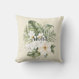 Aloha Tropische Groene Bladeren Witte Hibiscus Orc Kussen
