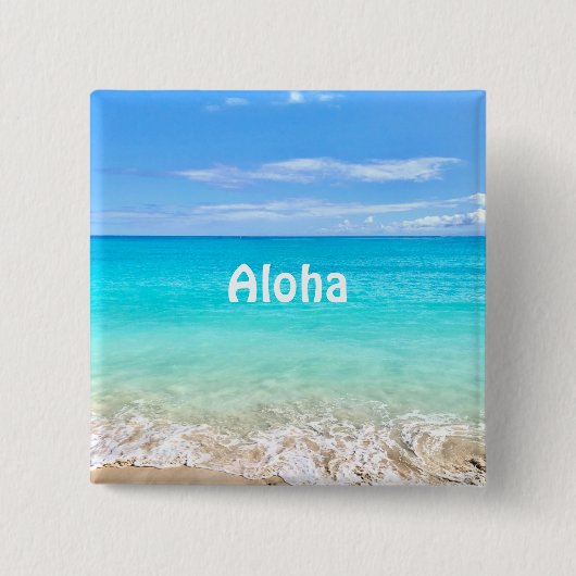 Aloha Tropische Hawaiiaanse Oceaan Vierkante Button 5,1 Cm (Voorkant)