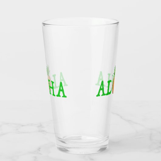 ALOHA Tropische Hawaiian Island Pineappel Fruit Glas (Links)