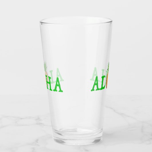 ALOHA Tropische Hawaiian Island Pineappel Fruit Glas (Rechts)