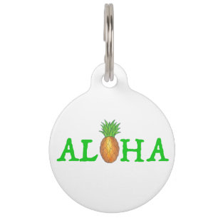 ALOHA Tropische Hawaiian Island Pineappel Fruit Huisdierpenning