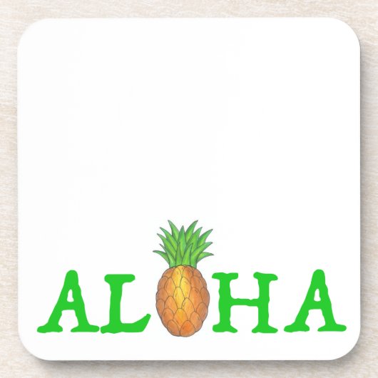 ALOHA Tropische Hawaiian Island Pineappel Fruit Onderzetter (Voorkant)