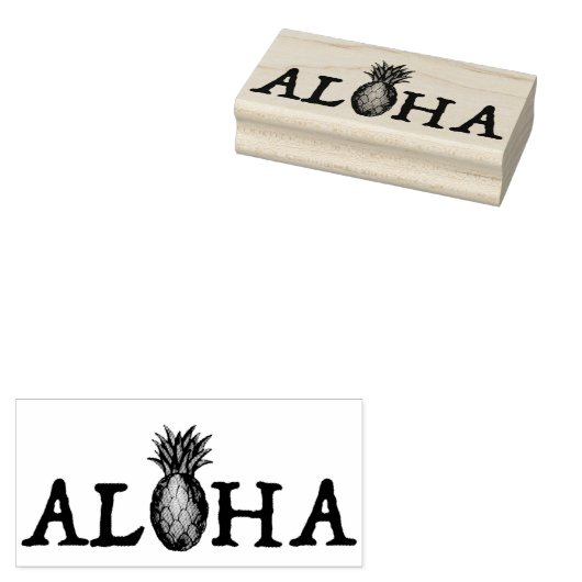 ALOHA Tropische Hawaiian Island Pineappel Fruit Rubberstempel (Gestempeld)