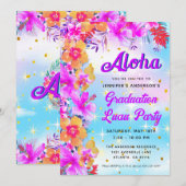 Aloha Tropische Hawaiian Luau Graduation Party Kaart (Voorkant / Achterkant)