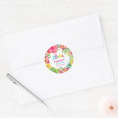 Aloha Tropische Hibiscus Bloem Luau Verjaardag Ronde Sticker (Envelop)