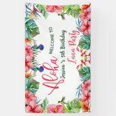 Aloha Tropische Hibiscus Hawaïaans Verjaardagsfees Spandoek (Verticaal)