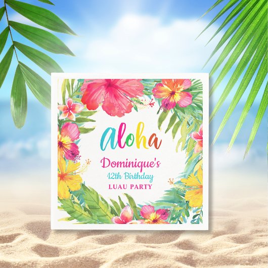 Aloha Tropische Hibiscus Luau Feest Verjaardag Pap Servet