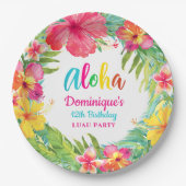 Aloha Tropische Hibiscus Luau Feest Verjaardag Papieren Bordje (Voorkant)