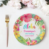 Aloha Tropische Hibiscus Luau Feest Verjaardag Papieren Bordje