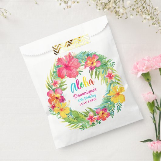 Aloha Tropische Hibiscus Luau Verjaardag Bedankzakje (Gezegeld)