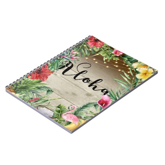 Aloha Tropische houtskoolbladeren en lichte zomer Notitieboek (Linkerzijde)