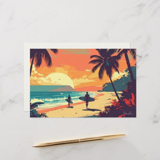 Aloha tropische kunst blanco briefpapier (Voorkant / Achterkant in situ)