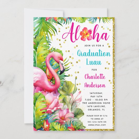 Aloha Tropische Luau Graduation Party Kaart (Voorkant)