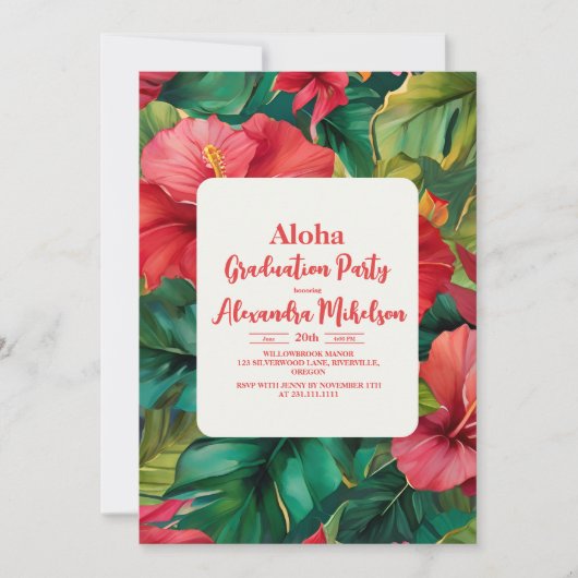 Aloha Tropische Luau Graduation Party Kaart (Voorkant)