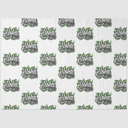 Aloha Tropische Luau Klasse 2022 Graduation Party Tissuepapier (Voorkant)