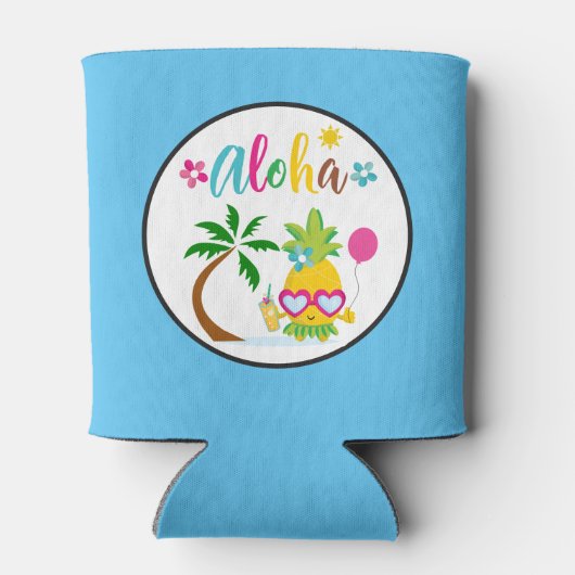 Aloha Tropische Luau Partij Blikjeskoeler (Achterkant)