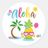 Aloha Tropische Luau Partij Ronde Sticker (Voorkant)