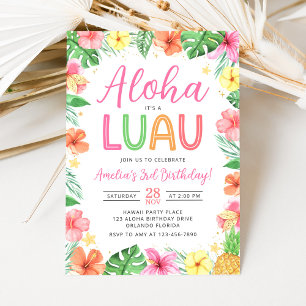 Aloha Tropische Luau Verjaardagsfeest Uitnodiging