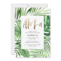 Aloha tropische palm- en goudscriptverjaardag